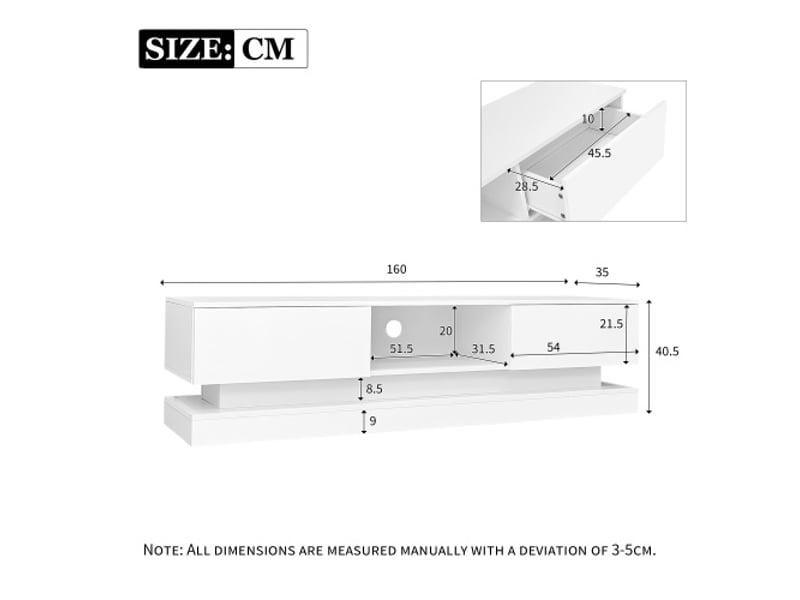  Meuble tv blanc 160 cm led panneau de particules meuble tv blanc - Conforama C