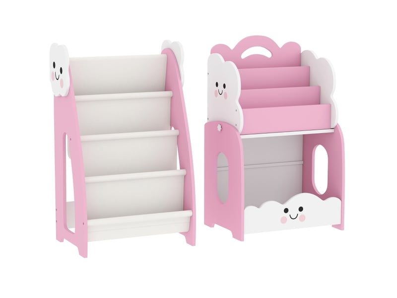  Bibliothèque enfant 3-en-1 85,5x32x72 cm – rose et blanc – rangement modulable pour livres, jouets et chambre  - Conforama A