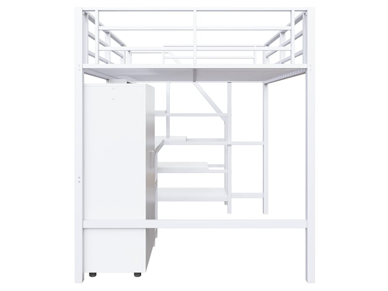  Lit mezzanine 140x200 cm avec bureau intégré, rangements complets et échelle pratique - gain de place  - Conforama E