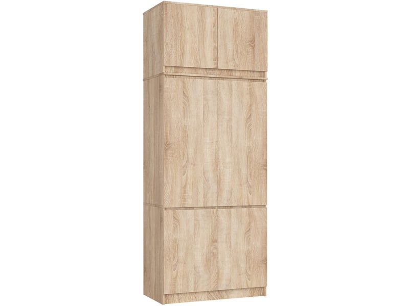  Armoire avec surmeuble s90 chêne sonoma 90 cm 6 portes façade chêne sonoma 6 étagères 90x51x235 cm  - Conforama A