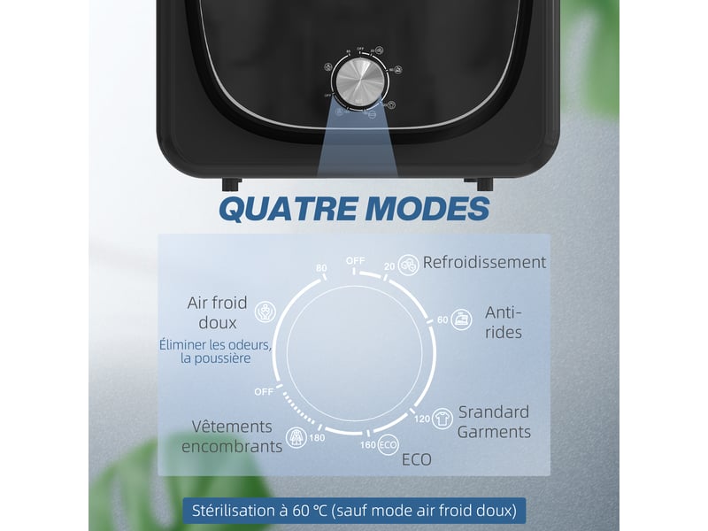 Sèche linge à évacuation électrique 800 w 2,5 kg avec 5 modes de séchage, charge frontale, cuve en acier inoxydable - Conforama E