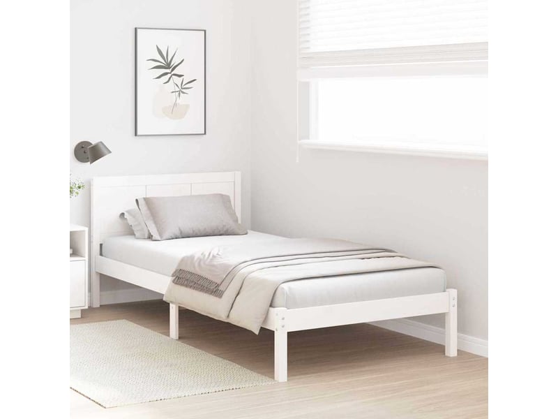  Lit simple- lit adulte -  cadre de lit blanc 100 x 200 cm bois de pin massif  - Conforama B