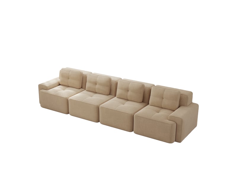  Canapé modulable 4 places en velours côtelé beige 382x104x69 cm W3325S00140 - Conforama B