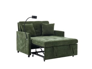 Canapé convertible 1 place 109x72 cm avec port usb vert sans matelas