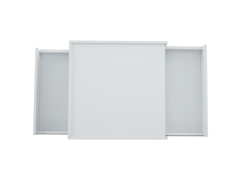 Table basse carrée en panneaux de particules avec 2 tiroirs,pivotant à 360°,blanc table basse blanc - Conforama E
