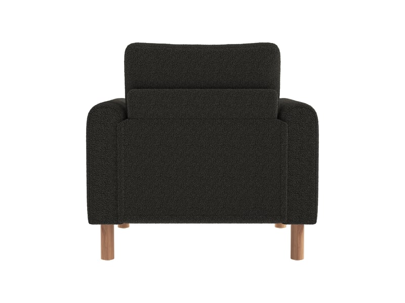  Fauteuil 1 place en tissu bouclé 87 x 83 x 88,5 cm avec coussin amovible et pieds en bois - gris foncé Fay Lum - Conforama E