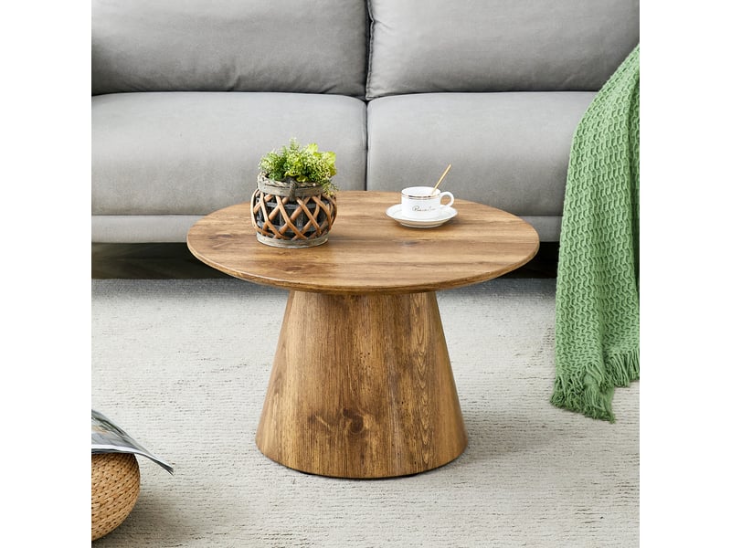  Table basse ronde avec plateau 2,5 cm, en mdf, bois, pour salon et balcon, ø 60 × 35 cm - uvrion  - Conforama C