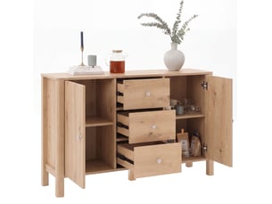 Buffet 2 porte(s) 3 tiroir(s) HAVRYA - 120 cm coloris naturel