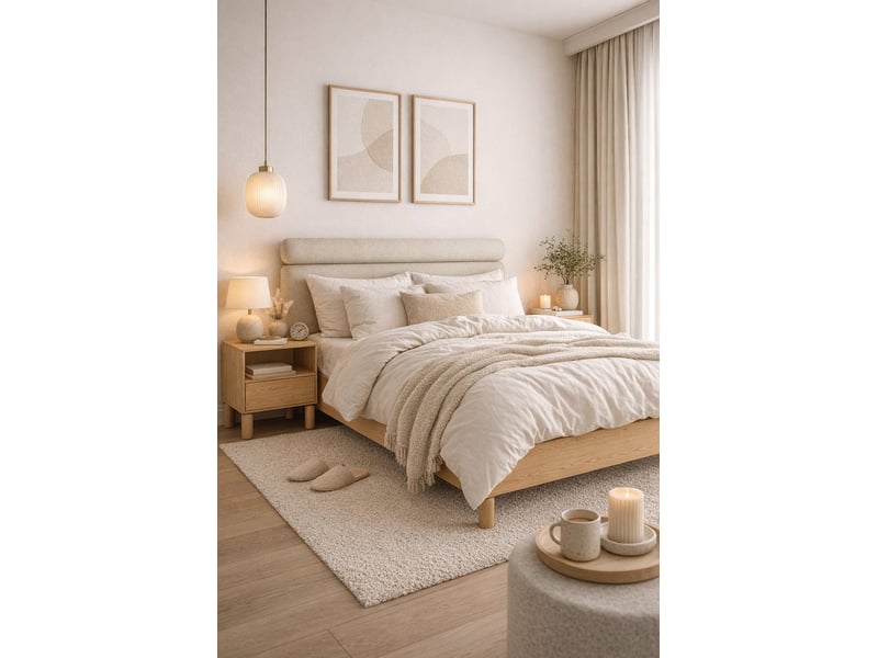 Selsey sanden - lit rembourré - 140x200 cm - bouclé chêne bookmatch Sanden - Conforama D