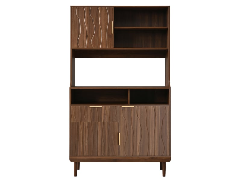  Armoire haute avec portes, tiroir et étagères coloris noyer 100x32x170 cm  - Conforama A