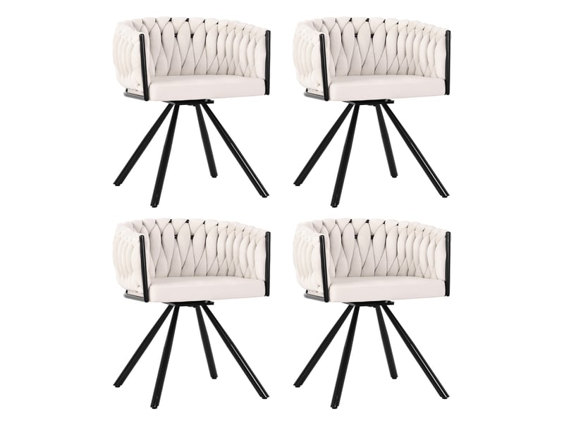  Chaise de salle à manger lot de 4 pivotante 360° avec dossier ergonomique et pieds en métal, velours beige  - Conforama A