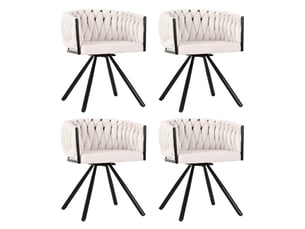 Chaise de salle à manger lot de 4 pivotante 360° avec dossier ergonomique et pieds en métal, velours beige