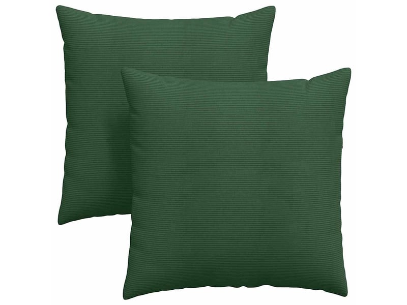 Lot de 2 coussins de canapé, coussins décoratifs tissu en velours côtelé vert foncé cf58830  - Conforama A
