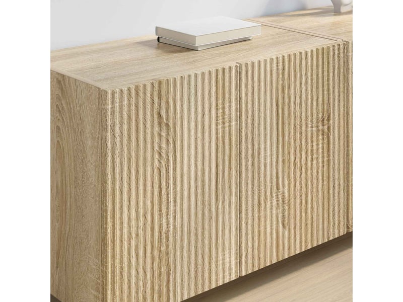  Meuble tv - banc tv - meuble de rangement mural 2 pcs chêne sonoma bois d'ingénierie  - Conforama D