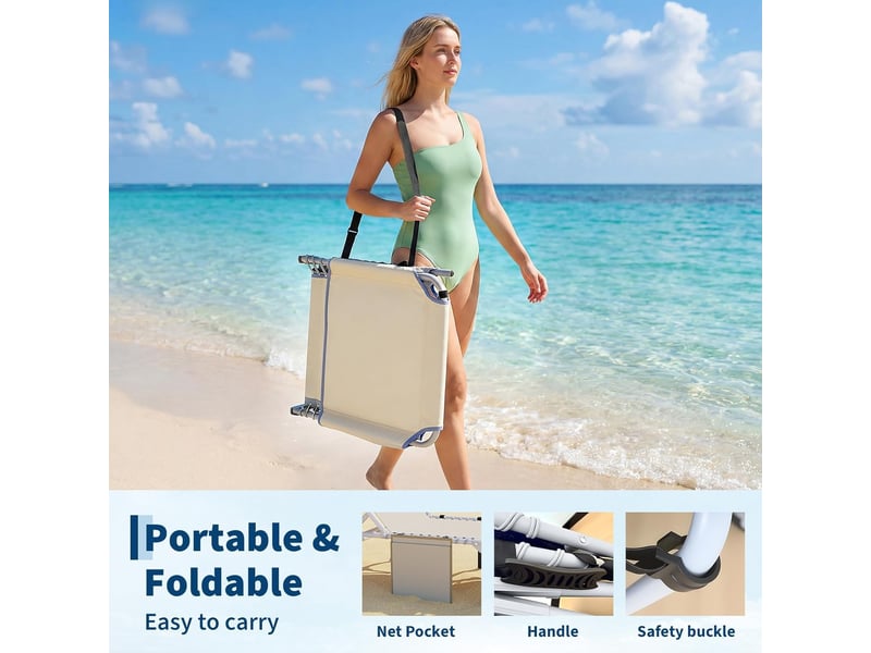  Banc de jardin réglables chaises de plage 3 en 1 pour terrasse– trou pour le visage, table pliante, ,coussin amovible -beige cBc-Rgz4QbkI-0VqO - Conforama D