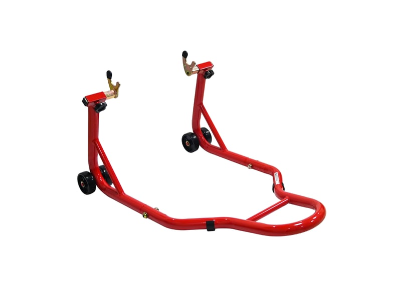  Kit de béquilles avant et arrière pour moto, acier rouge, réglable 16,5 à 35 cm, capacité 200 kg  - Conforama A