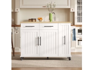 Desserte de cuisine 120x40x90 cm blanche et naturelle en mdf, plateau rabattable et rangement mobile