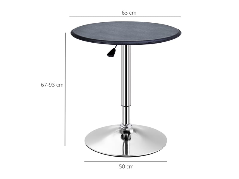  Table bistrot réglable en hauteur avec plateau pivotant à 360°, base chromée, pour cuisine et bar, ø63 × 67-93 cm  - Conforama D