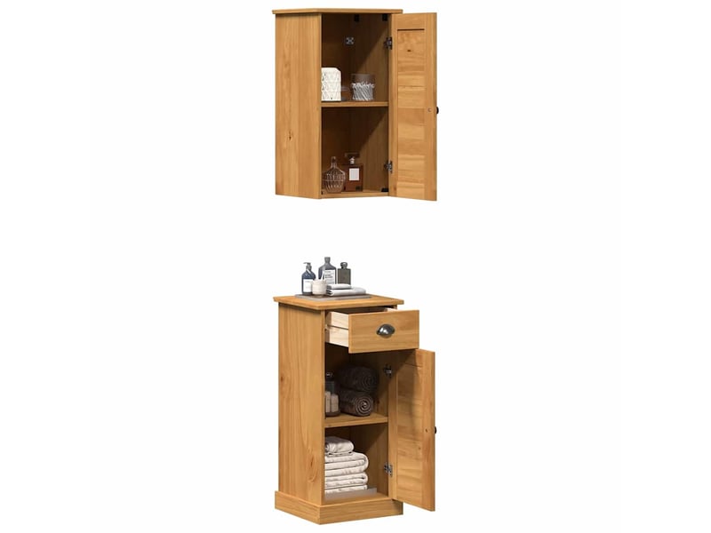  Armoire de salle de bain, cabinet de salle de bain vigo 2 pc marron et marron miel cf65138  - Conforama C