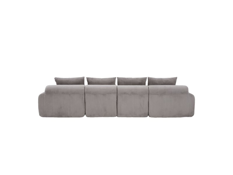  Canapé droit 4 places en velours côtelé gris clair, 333 cm, avec rangement W2845S00266 - Conforama W