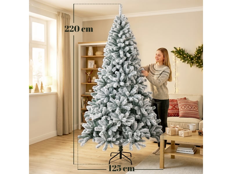  Sapin de noël enneigé de 220 cm avec 1000 pointes en pvc ignifugé  - Conforama E