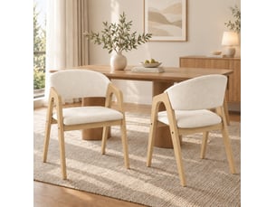 Lot de 2 chaises de salle à manger avec accoudoirs en lin homvra