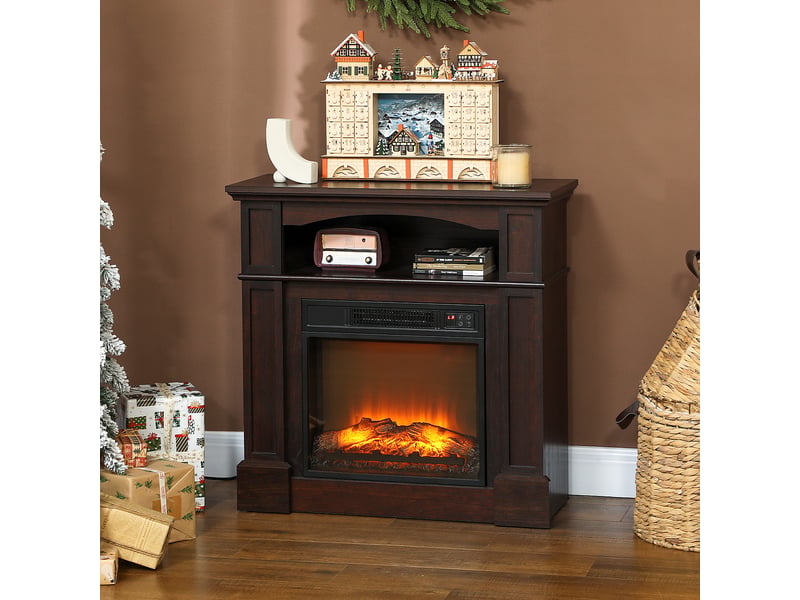  Cheminée électrique effet flammes led luminosité réglable avec télécommande - 1800 w - 80,5 x 32,3 x 80,5 cm  - Conforama D