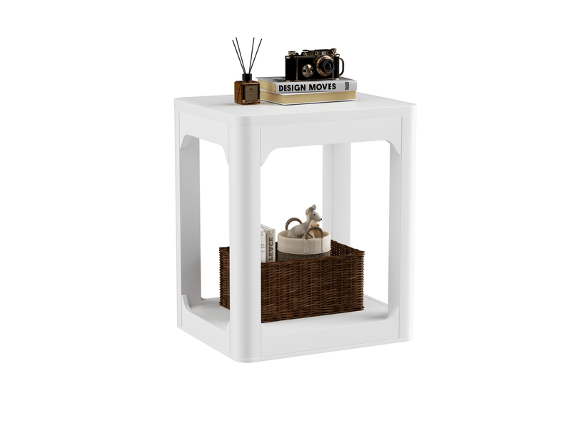  Table basse modulaire, avec 2 pièces, 2 niveaux de rangement et style moderne, pour salon et chambre, mdf, blanc, 50 × 40 × 60 cm  - Conforama A