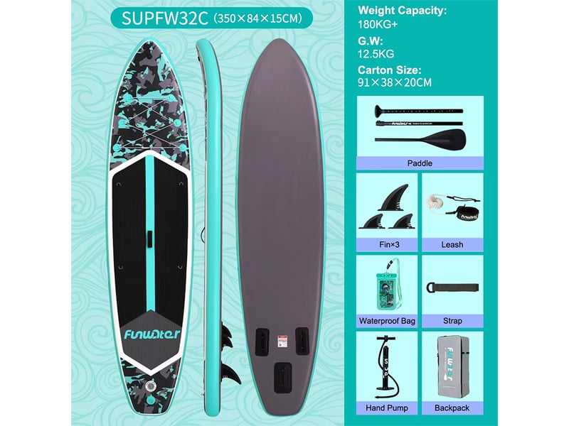  Planche de SUP Funwater SUPFW32C - 350x83x15cm 180kg  - Conforama D