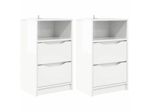 Tables de chevet 2 pièces blanc brillant 40 x 30 x 467 cm