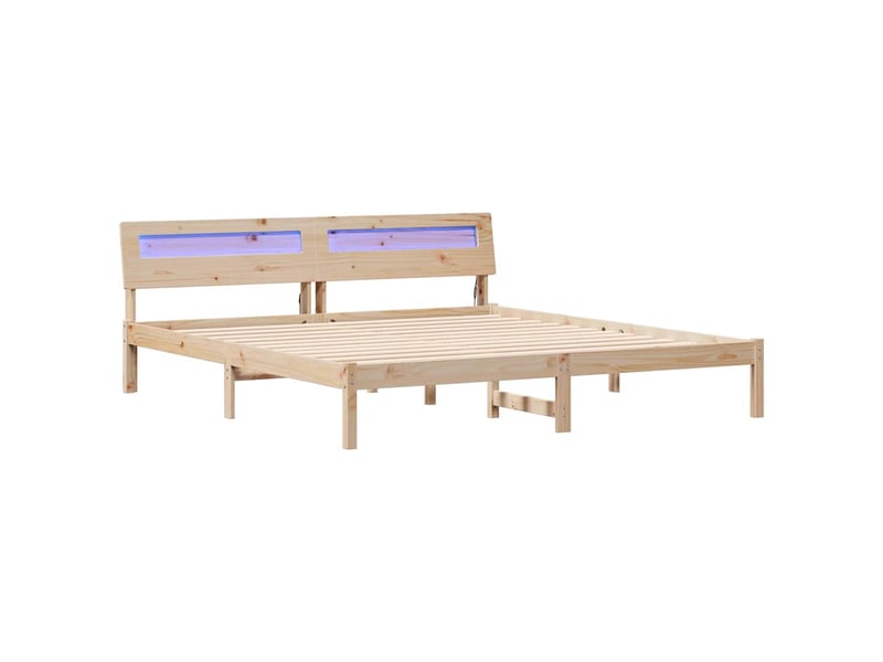  Lit double- lit adulte -  cadre de lit avec tête de lit marron 200 x 200 cm pin massif  - Conforama A