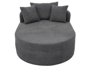 Fauteuil relax ovale corda, gris, sans montage, rembourrage élastique, design minimaliste, velours côtelé