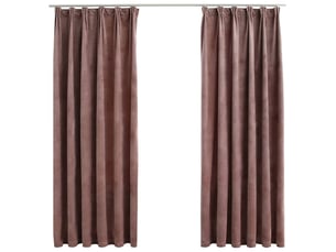 Lot de 2 rideaux occultant, rideaux black-out et crochet velours rose antique 140x175cm cf43982