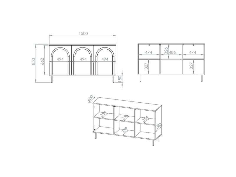 Selsey orvella - buffet à 3 portes - 150 cm - grėge Orvella - Conforama E