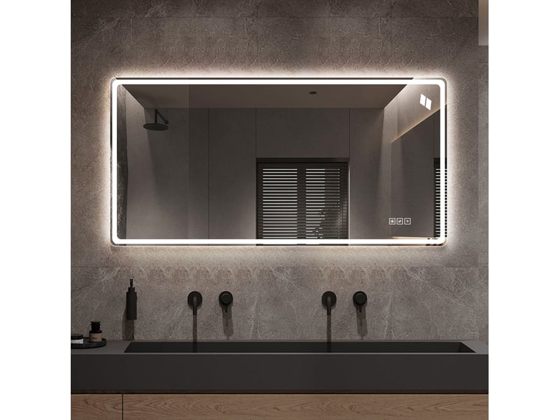  Miroir de salle de bains led 120x60 cm sans cadre anti-buée argent  - Conforama B