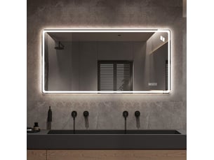 Miroir rectangulaire de salle de bain coloris argenté <strong>DESMIU</strong>  <strong></strong> - 60 cm x 120 cm