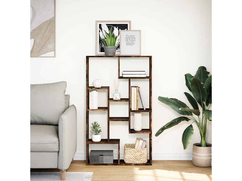  Bibliothèque, étagère de rangement chêne fumé 72x20x120,5 cm bois d'ingénierie  - Conforama C