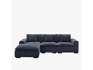 Canapé d'angle modulable et réversible en tissu bleu