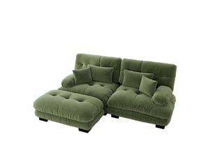 Canapé modulaire 220x145x81cm 2 places, coussins inclus, assise confortable, structure en bois, tissu chenille, vert