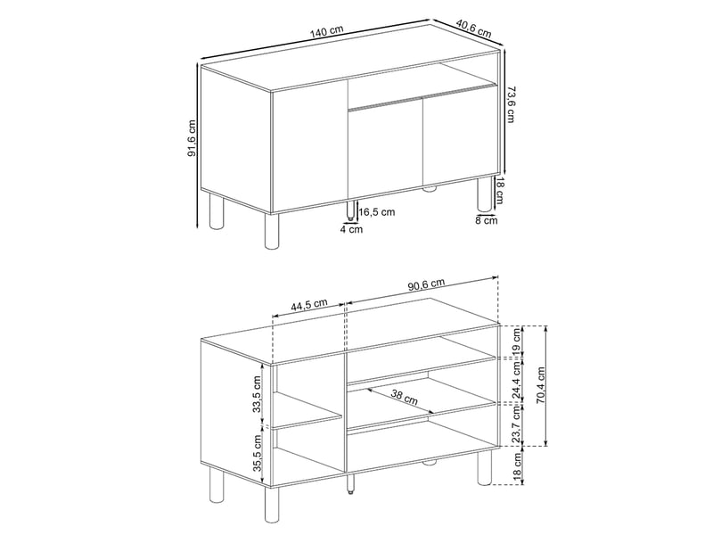 Selsey sanden - buffet à 3 portes- 140 cm - chêne bookmatch Sanden - Conforama D