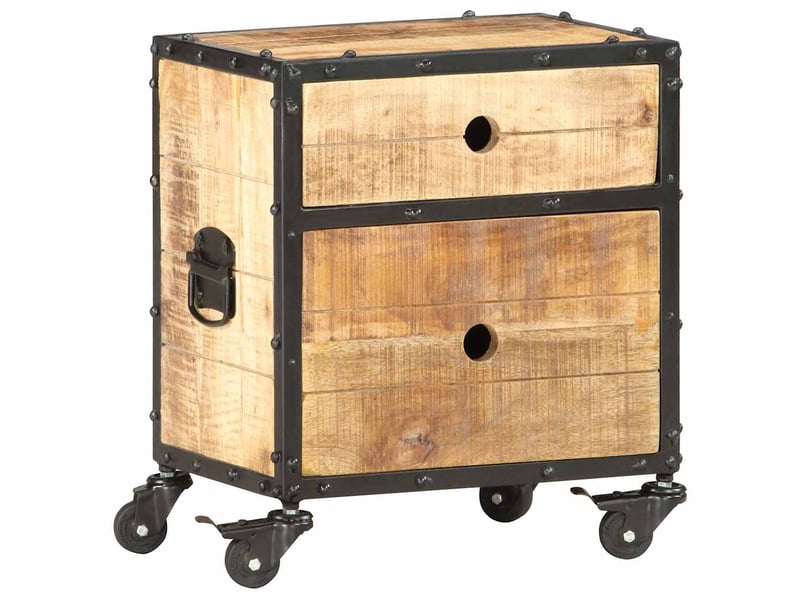  Table de chevet - cabinet de chevet - table de nuit 40x30x50 cm bois de manguier brut  - Conforama D