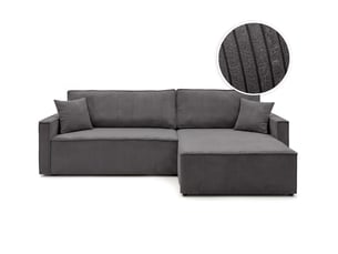 Canapé d'angle réversible convertible LOUNGITUDE FARAH 5 places Velours côtelé Gris foncé