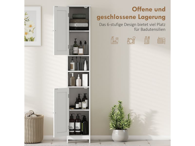  Colonne de salle de bain 2 portes et niches mdf blanc 30 x 30 x 170 cm  - Conforama D