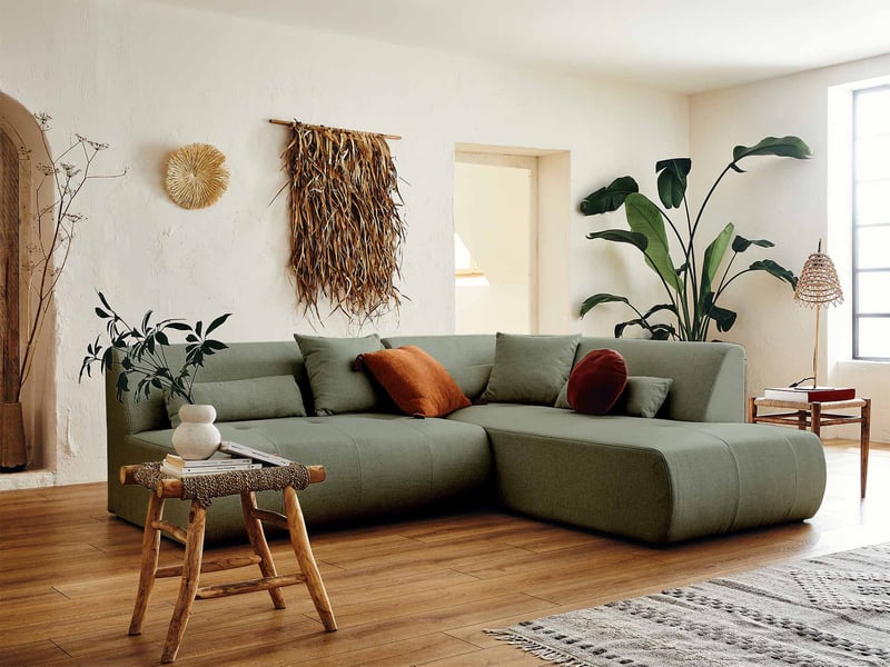  Onyx - canapé modulable d'angle droit 5 places - en tissu - lisa design - vert sauge ONYX - Conforama B