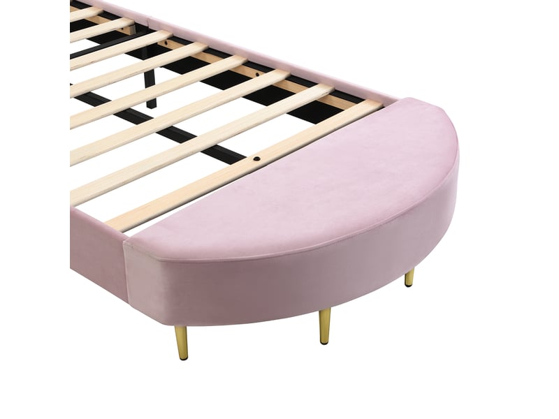  Lit d'enfant 90 x 200 cm, avec banc assorti, velours + contreplaqué, rose  - Conforama W