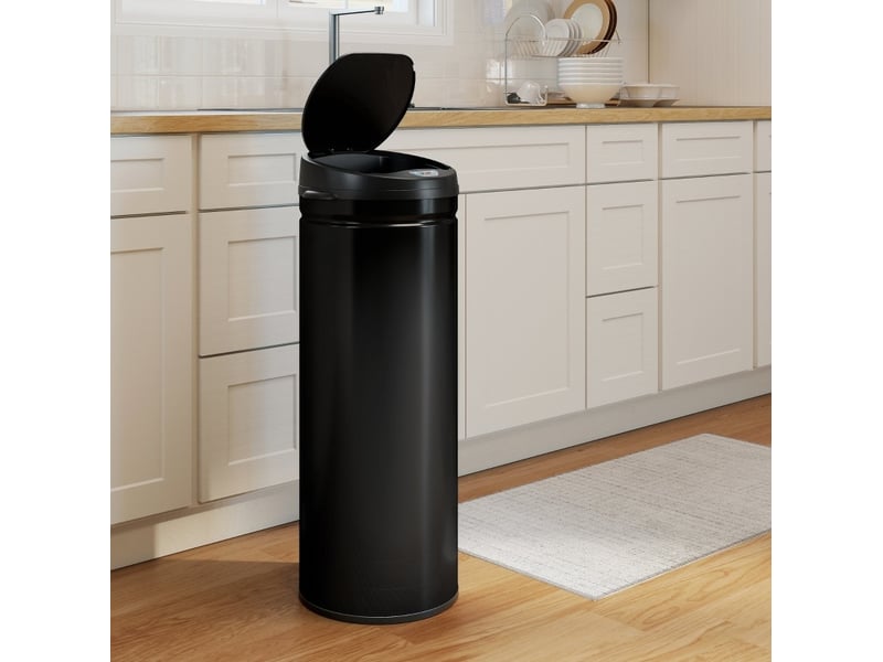  Poubelle à capteur ulevr 50 l sans contact, fermeture douce, acier inoxydable noir, 30,5 x 30,5 x 85 cm  - Conforama D