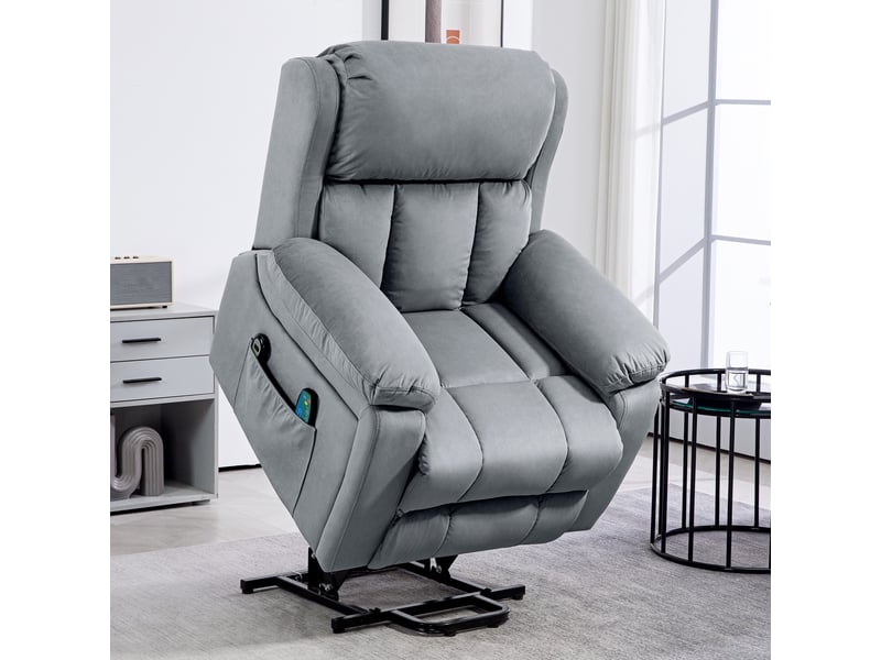  Fauteuil de salon, fauteuil releveur électrique massage, tissu polyester, 90x95x103cm, grey  - Conforama D