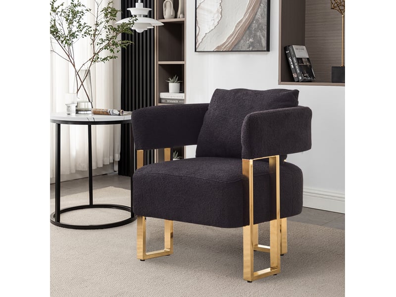  Fauteuil 1 place 68.00×68.00×70.00 cm en velours noir chicfurn  - Conforama B