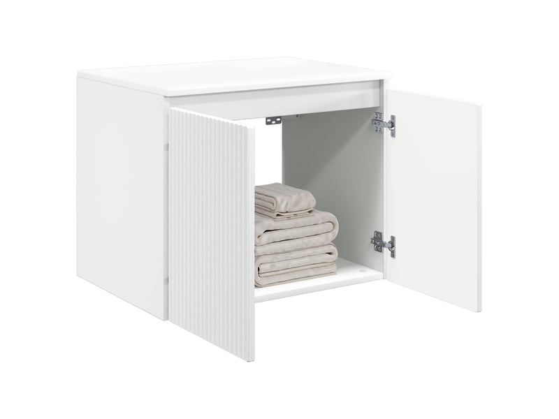  Cabinet salle de bain mural, meuble de rangement blanc 62.5x44.5x50 cm  - Conforama C