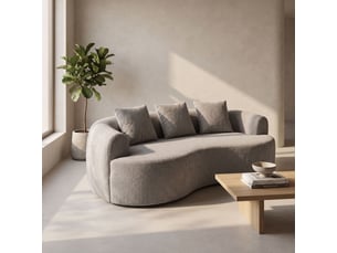 Yoko - canapé d'angle incurvé 200 x 62 x 105, à compression, en tissu bouclé gris